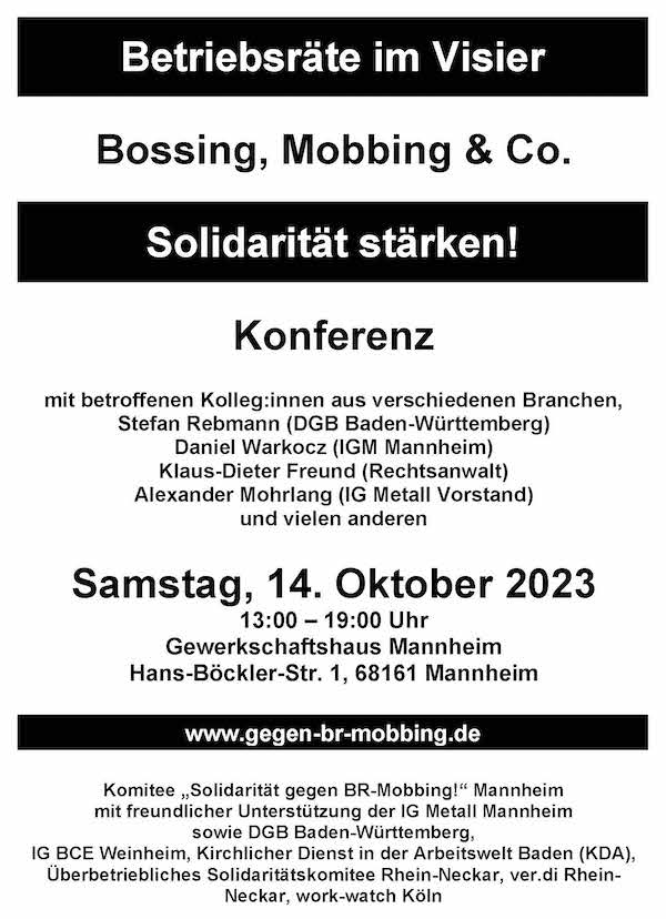 10. Konferenz Betriebsraete im Visier - 14. 10. 2023