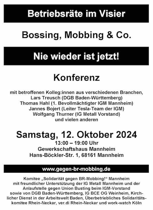 11. Konferenz Betriebsraete im Visier - Einladung zum  12. 10. 2024